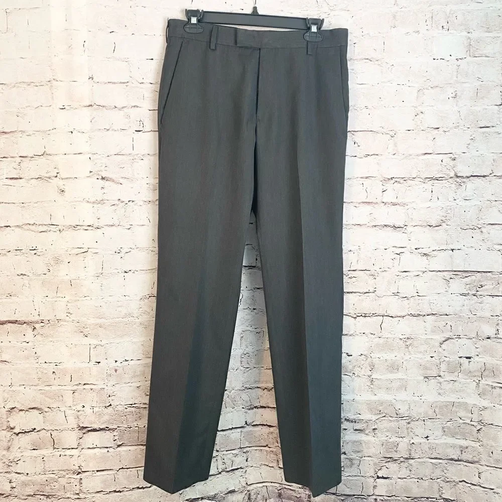 Kenneth Cole Reaction Charcoal Gray Straight Leg Slacks Dress Pants 32x32